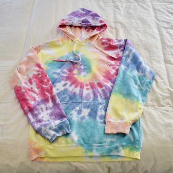 NWOT ~ IVORY ELLA Rainbow Oversized Fit Tie Dye Hoodie S - Picture 3 of 8
